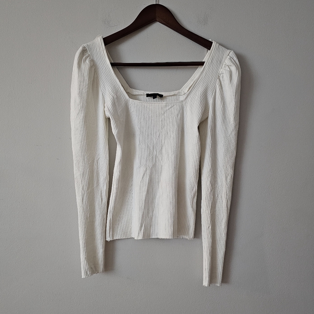 The Range NYC alloy square neck puff long sleeve top